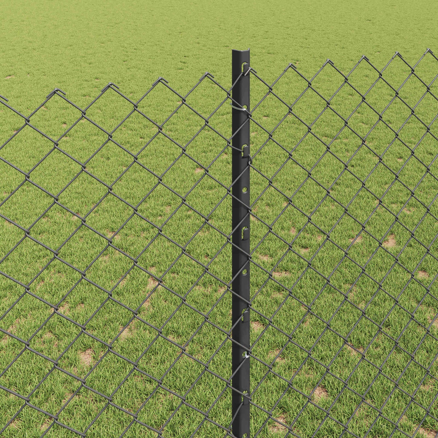 Chainlink Fence with Post 10 x 1.5 m PVC-Coated Steel Grey Mesh