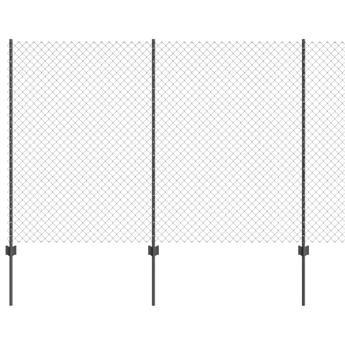 Fence with Post Grey 1.5 x 10 m Steel and PVC