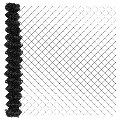 Chainlink Fence with Post 10 x 1.5 m PVC-Coated Steel Grey Mesh