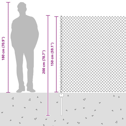 Fence with Post Grey 1.5 x 10 m Steel and PVC