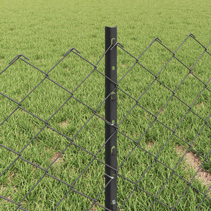 Chain Link Fence with Post 10 x 0.4 m (W x H) PVC-Coated Steel