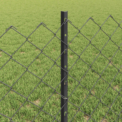 Chain Link Fence with Post 10 x 0.6 m (W x H) PVC-Coated Steel