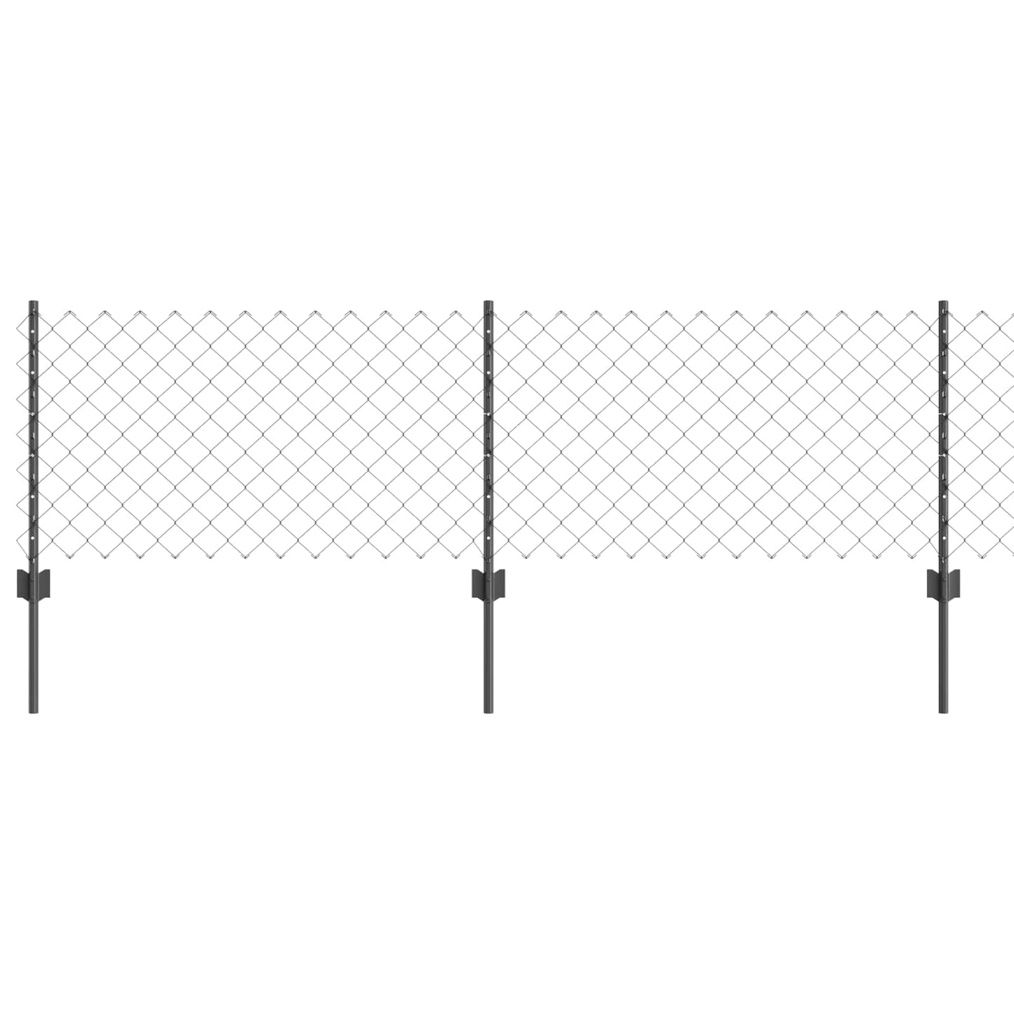 Chain Link Fence with Post 10 x 0.6 m (W x H) PVC-Coated Steel
