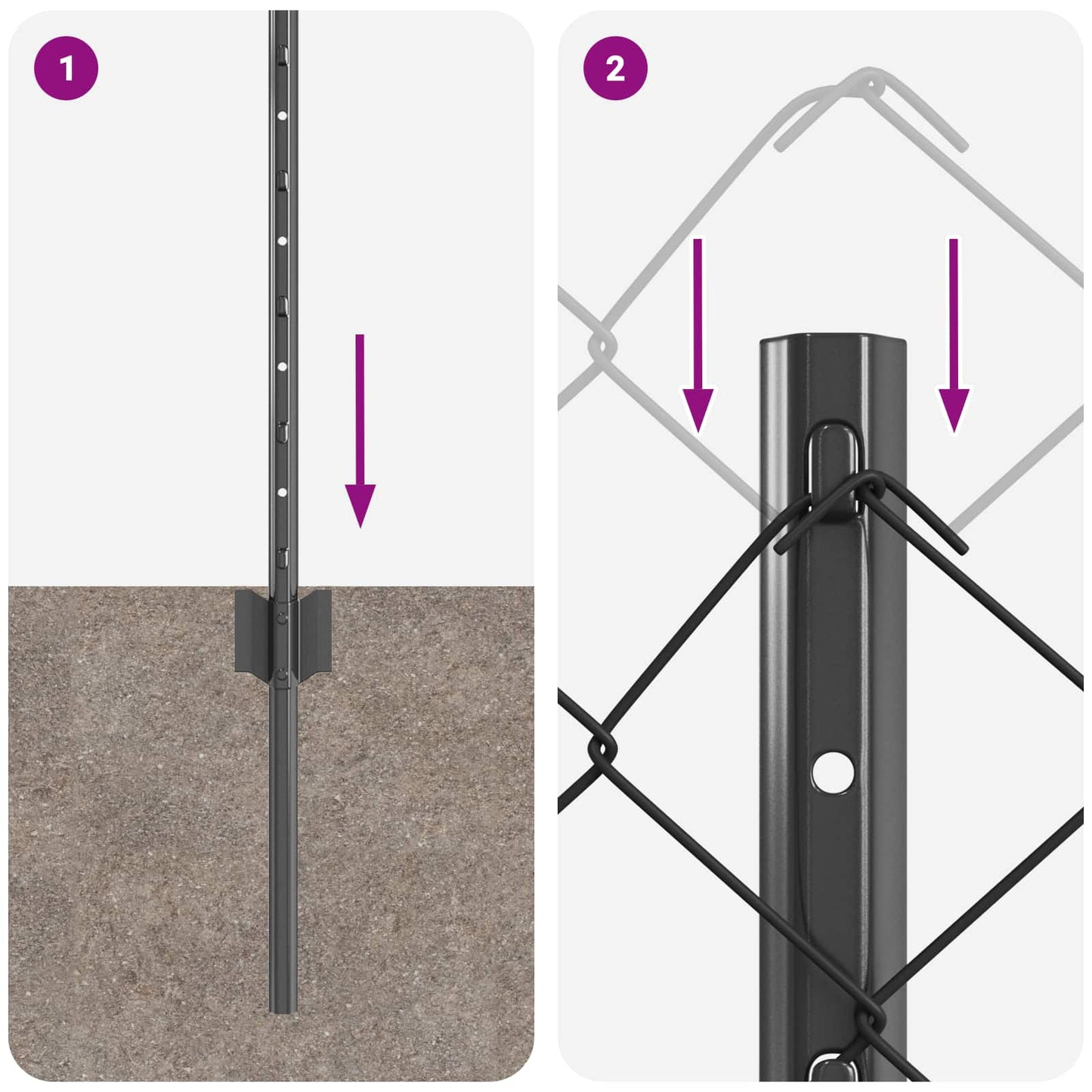 Fence with Post Grey 0.8 x 10 m Steel and PVC