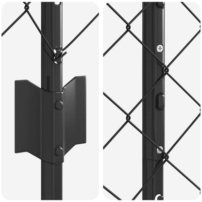 Chainlink Fence with Post 10 x 1 m PVC-Coated Steel Grey Mesh