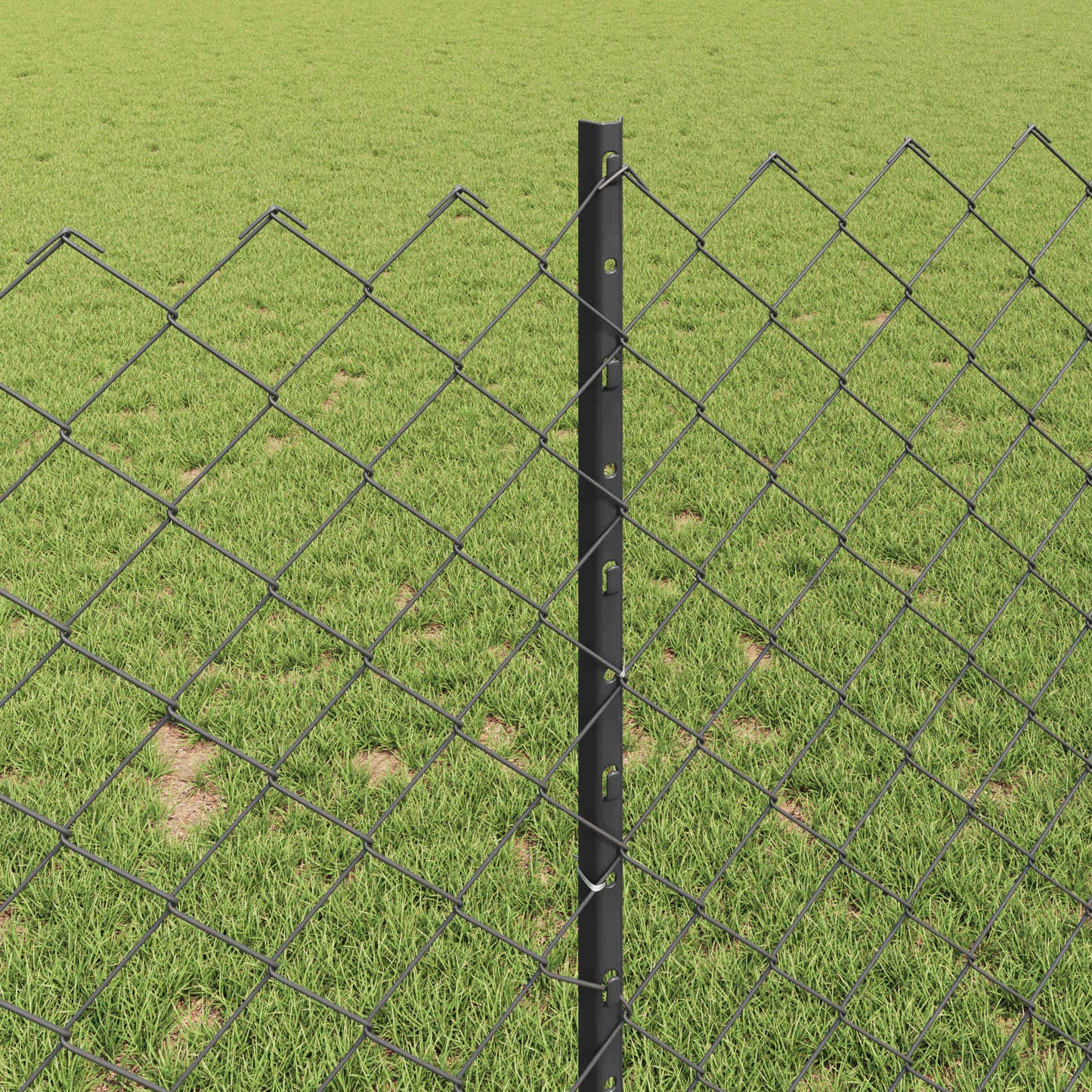 Chainlink Fence with Post 10 x 1 m PVC-Coated Steel Grey Mesh
