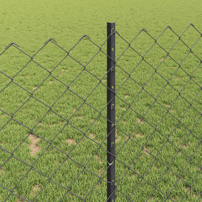 Chainlink Fence with Post 10 x 1 m PVC-Coated Steel Grey Mesh