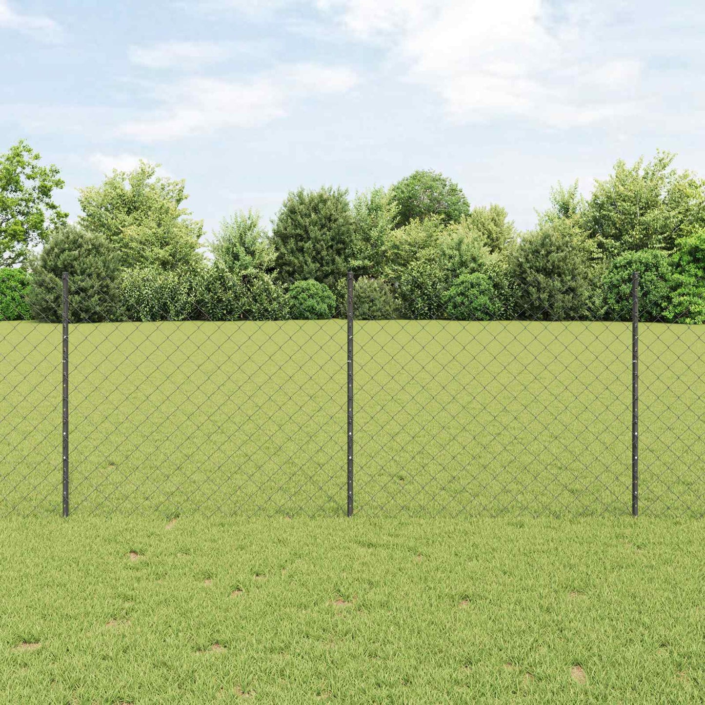 Chainlink Fence with Post 10 x 1 m PVC-Coated Steel Grey Mesh