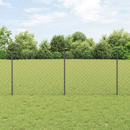 Chainlink Fence with Post 10 x 1 m PVC-Coated Steel Grey Mesh