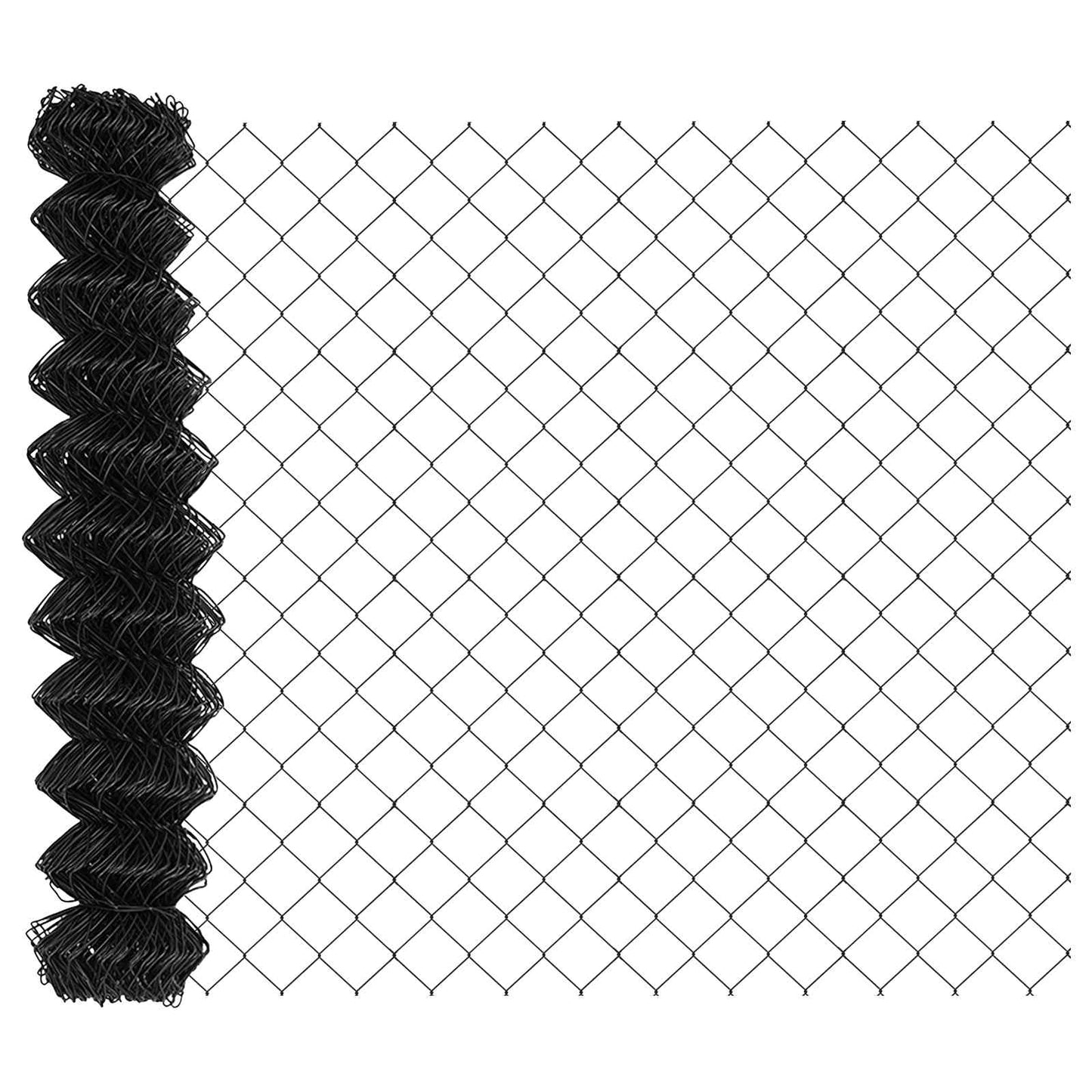 Chainlink Fence with Post 10 x 1 m PVC-Coated Steel Grey Mesh
