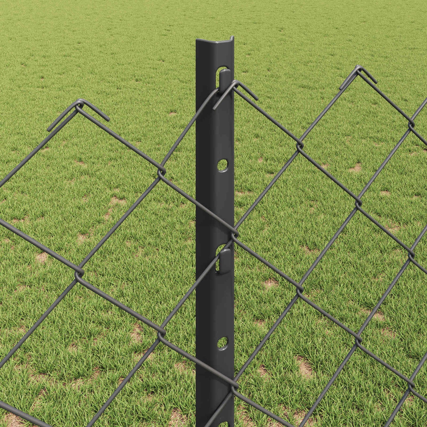 Chain Link Fence with Post 10 x 1.2 m (W x H) PVC-Coated Steel