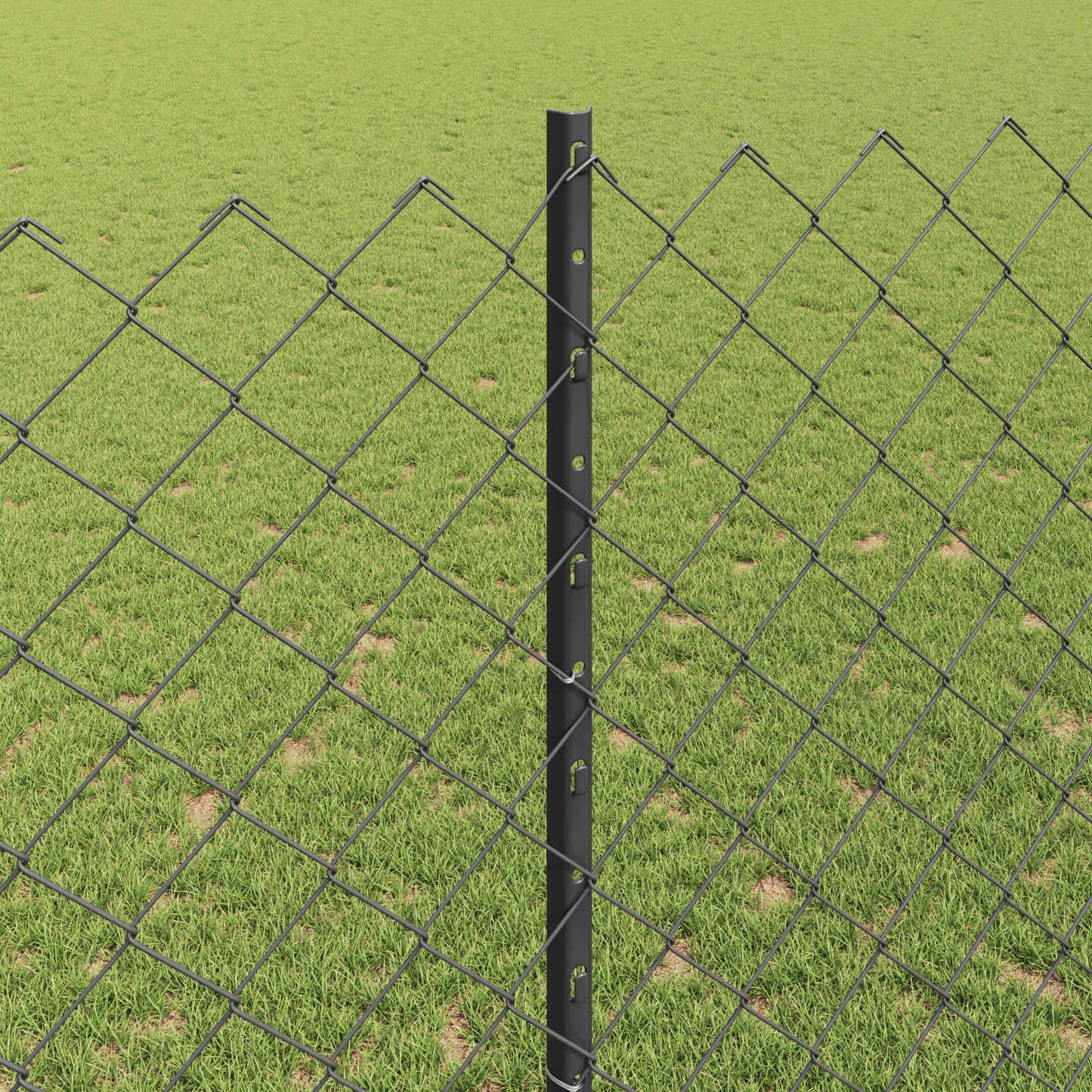 Chainlink Fence with Post 10 x 1.4 m PVC-Coated Steel Grey Mesh