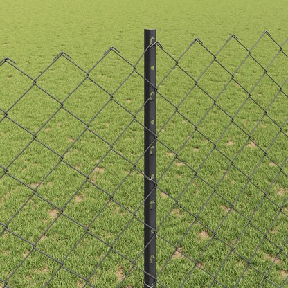 Chainlink Fence with Post 10 x 1.4 m PVC-Coated Steel Grey Mesh