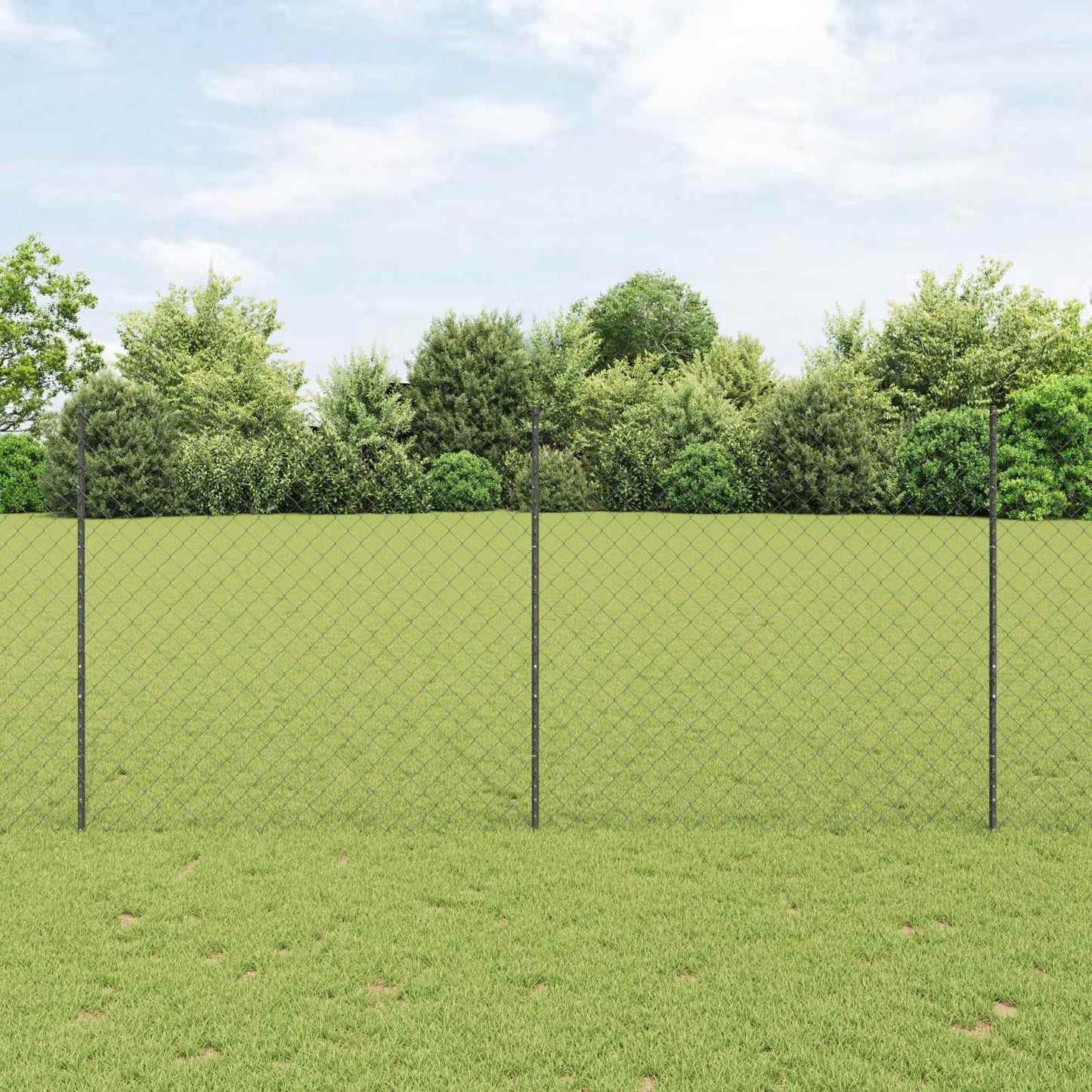 Chainlink Fence with Post 10 x 1.4 m PVC-Coated Steel Grey Mesh