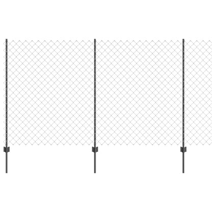Chainlink Fence with Post 10 x 1.4 m PVC-Coated Steel Grey Mesh