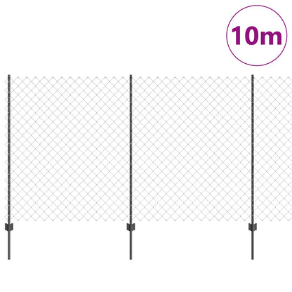 Chainlink Fence with Post 10 x 1.4 m PVC-Coated Steel Grey Mesh