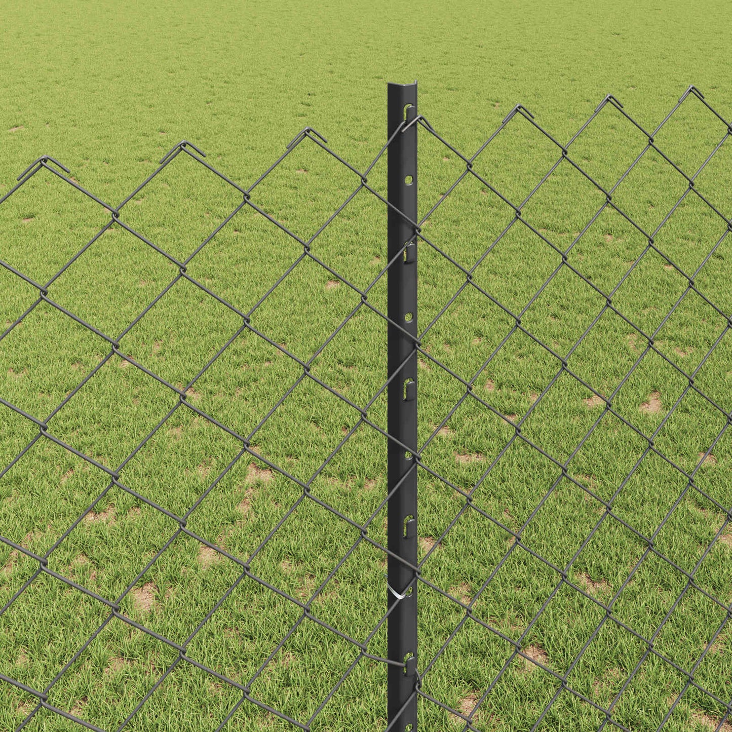 Chainlink Fence with Post 10 x 1.6 m PVC-Coated Steel Grey Mesh