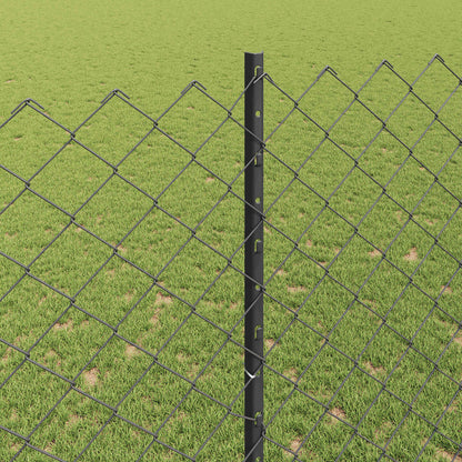 Chainlink Fence with Post 10 x 1.6 m PVC-Coated Steel Grey Mesh