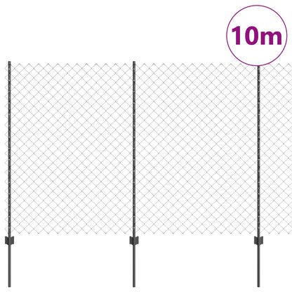 Chainlink Fence with Post 10 x 1.6 m PVC-Coated Steel Grey Mesh