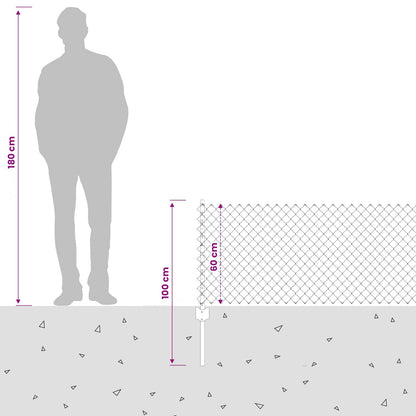 Chainlink Fence with Post 25 x 0.6 m PVC-Coated Steel Grey Mesh
