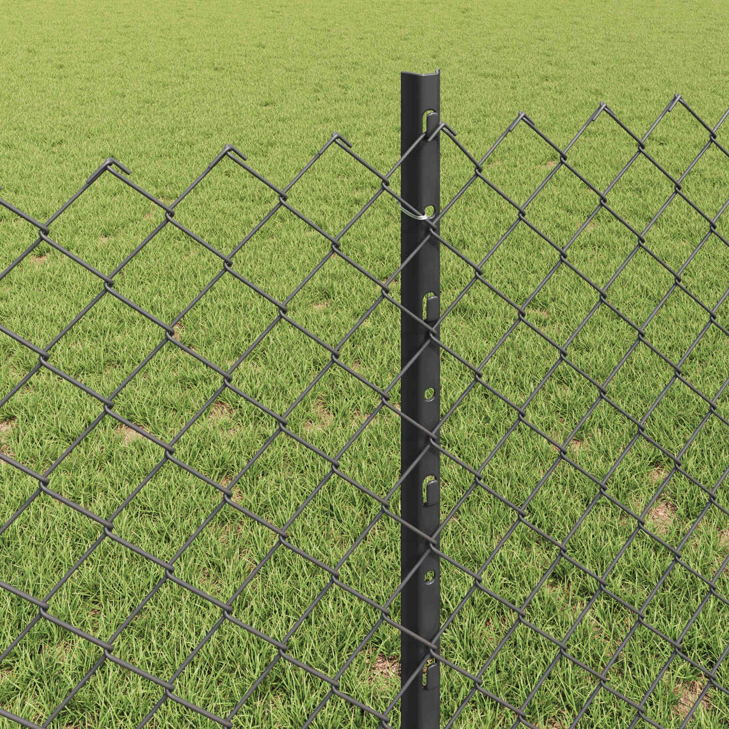 Chainlink Fence with Post 25 x 0.8 m PVC-Coated Steel Grey Mesh