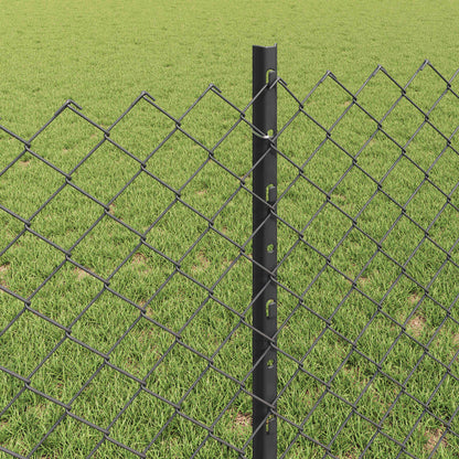 Chainlink Fence with Post 25 x 0.8 m PVC-Coated Steel Grey Mesh