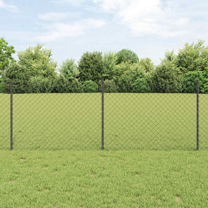 Chainlink Fence with Post 25 x 0.8 m PVC-Coated Steel Grey Mesh