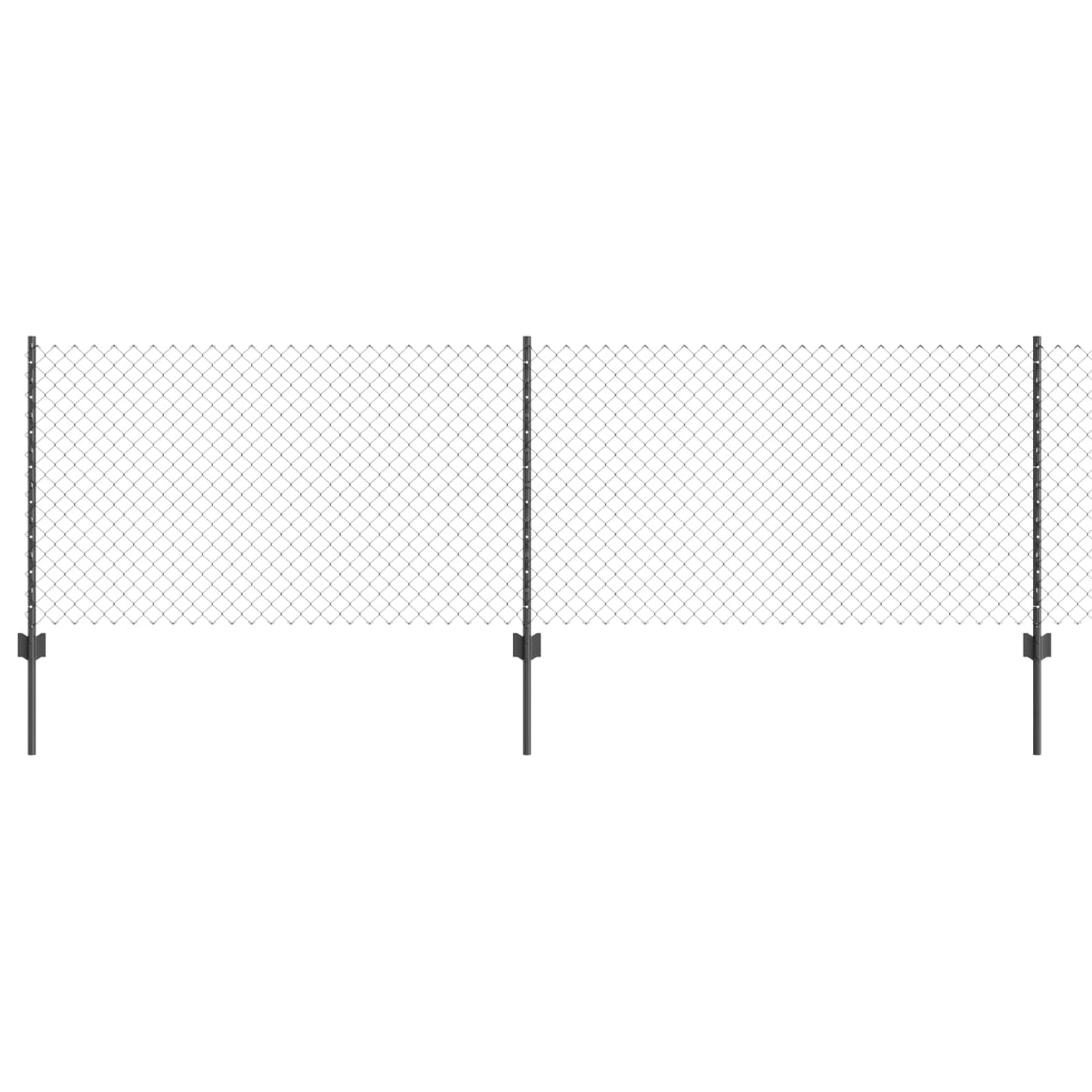 Chainlink Fence with Post 25 x 0.8 m PVC-Coated Steel Grey Mesh