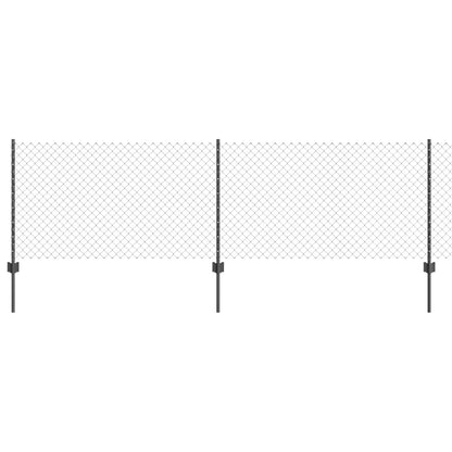 Chainlink Fence with Post 25 x 0.8 m PVC-Coated Steel Grey Mesh