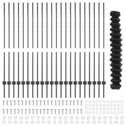 Chainlink Fence with Post 25 x 1.4 m PVC-Coated Steel Grey Mesh