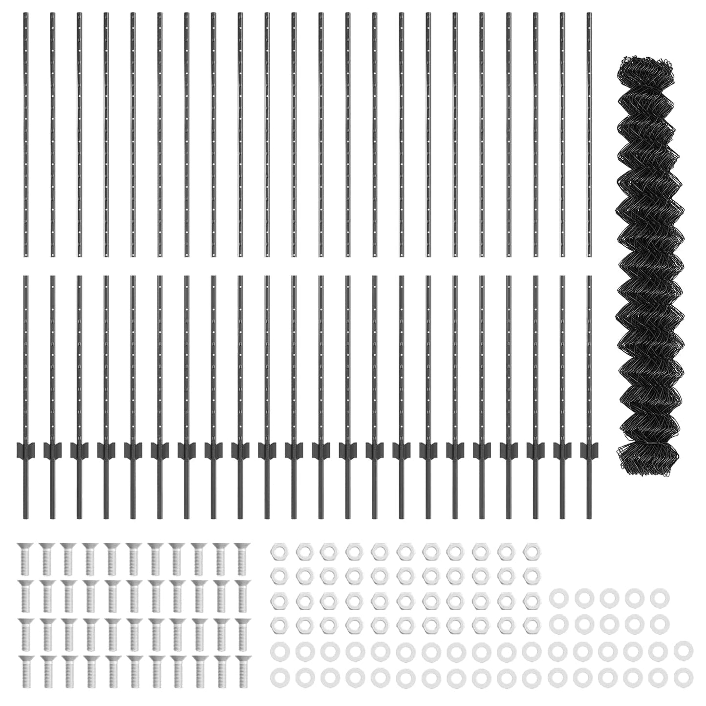 Chainlink Fence with Post 25 x 1.6 m PVC-Coated Steel Grey Mesh