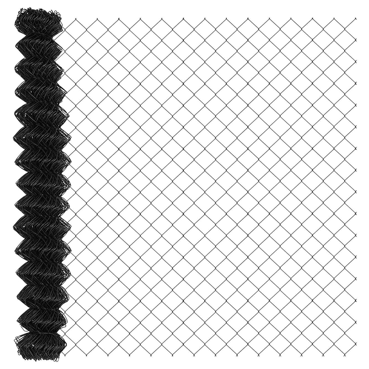 Chainlink Fence with Post 25 x 1.6 m PVC-Coated Steel Grey Mesh
