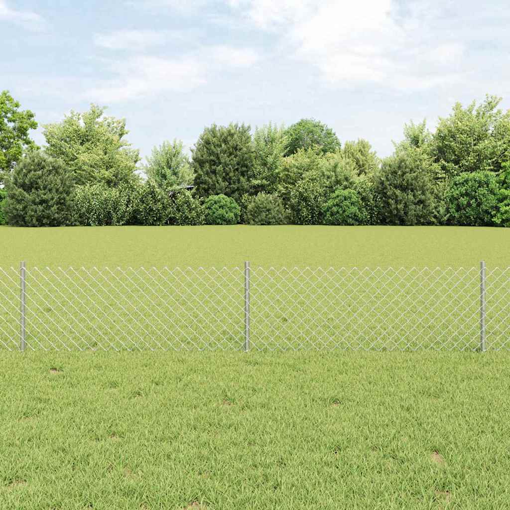 Fence with Post Silver 0.4 x 10 m Steel