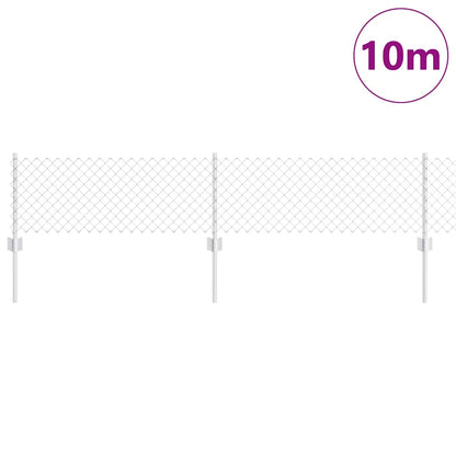 Fence with Post Silver 0.4 x 10 m Steel