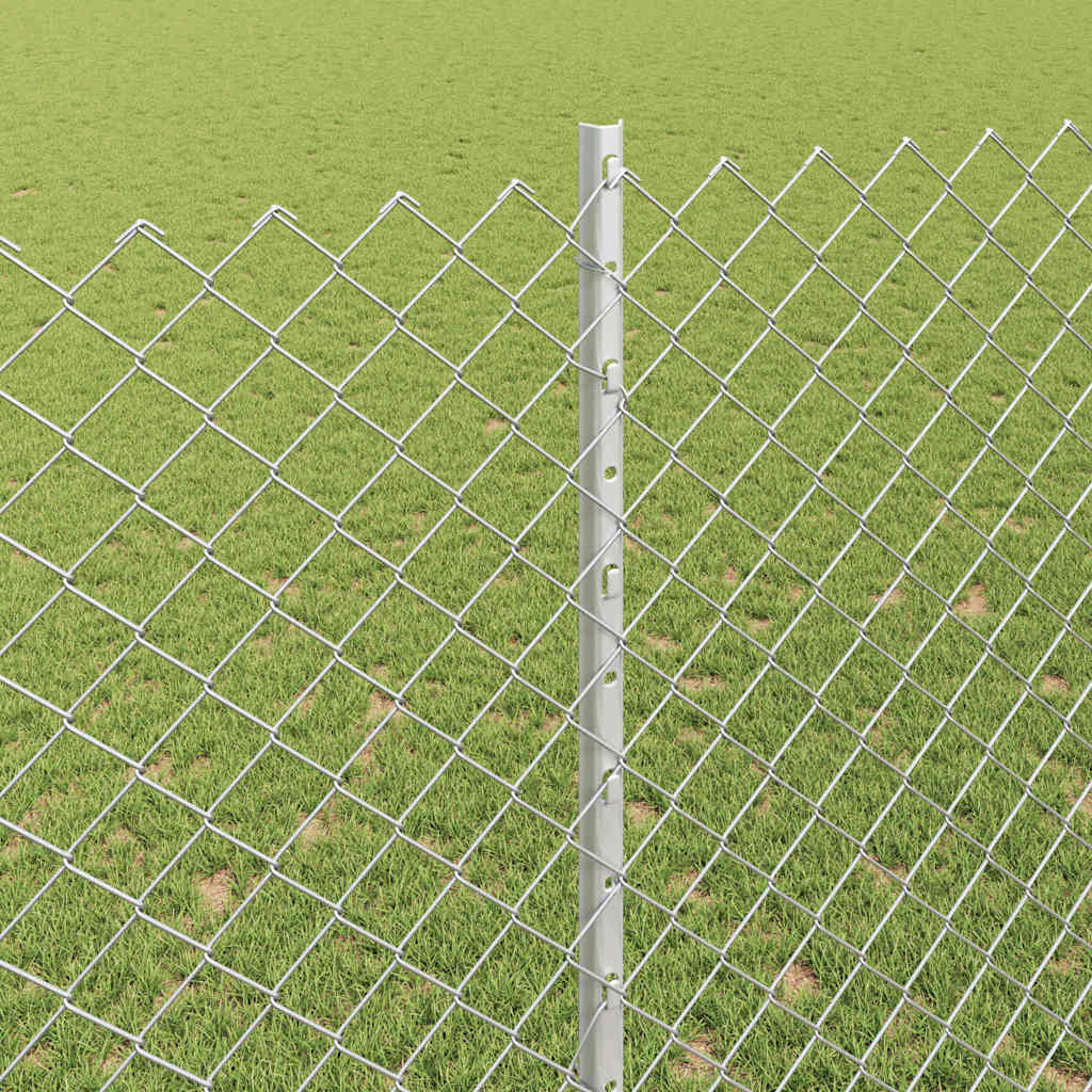 Fence with Post Silver 1.5 x 10 m Steel