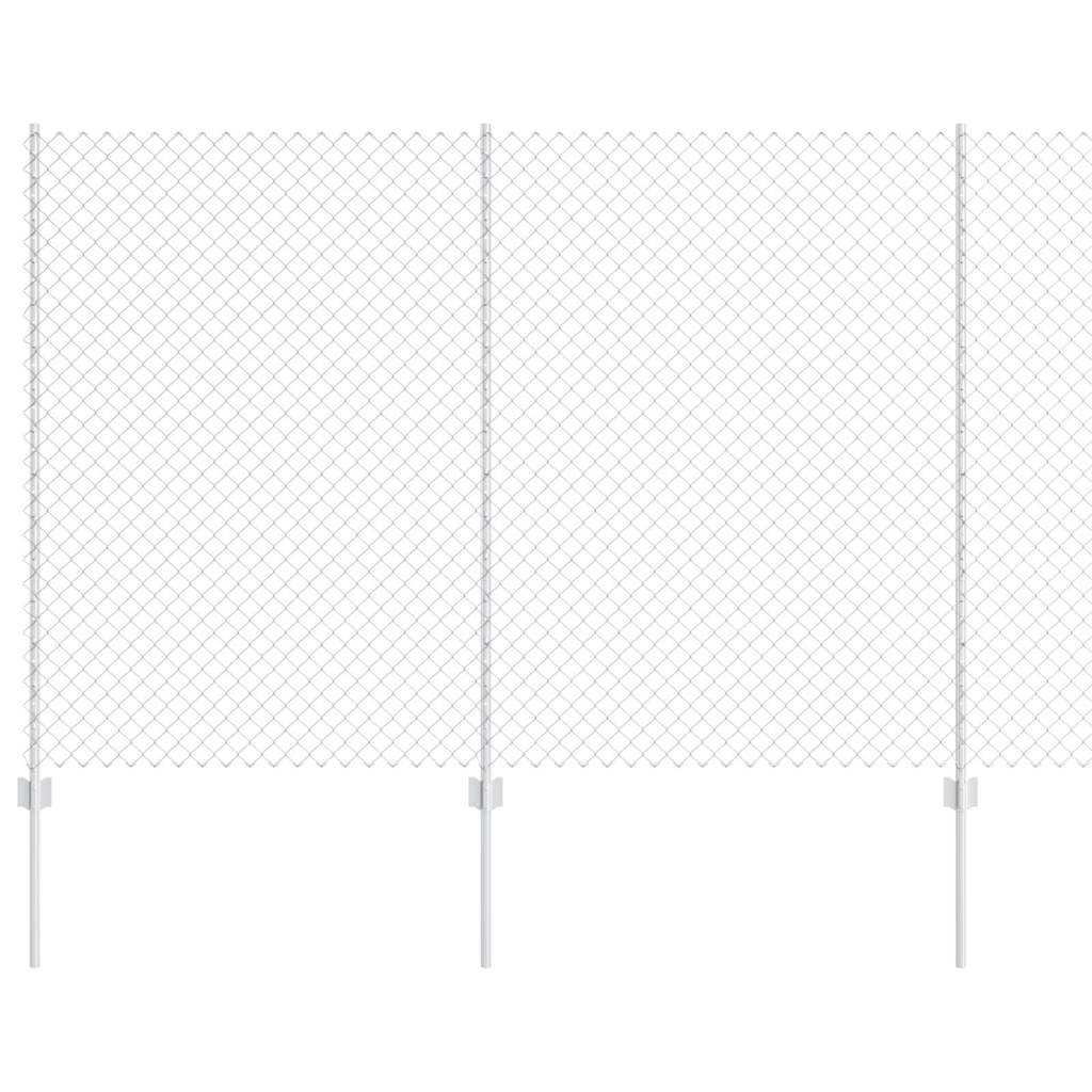 Fence with Post Silver 1.6 x 10 m Steel