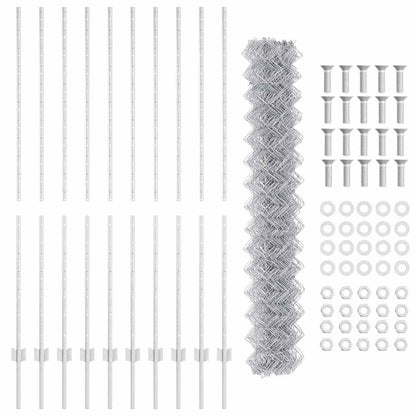 Fence with Post Silver 1.6 x 10 m Steel