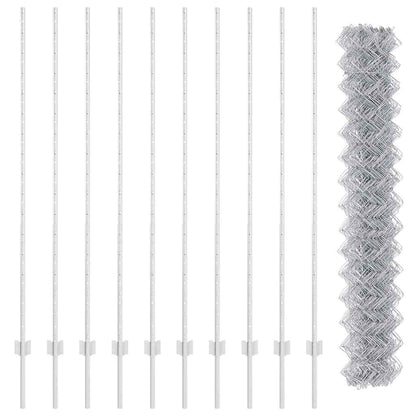 Fence with Post Silver 1.6 x 10 m Steel