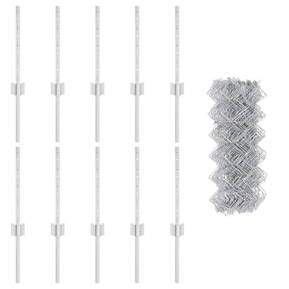 Fence with Post Silver 0.4 x 10 m Steel