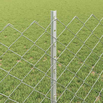Fence with Post Silver 0.8 x 10 m Steel