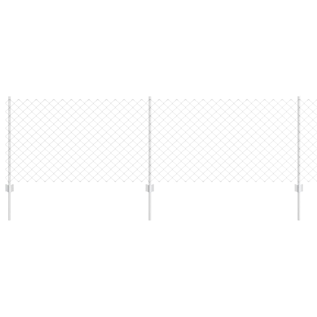 Fence with Post Silver 0.8 x 10 m Steel