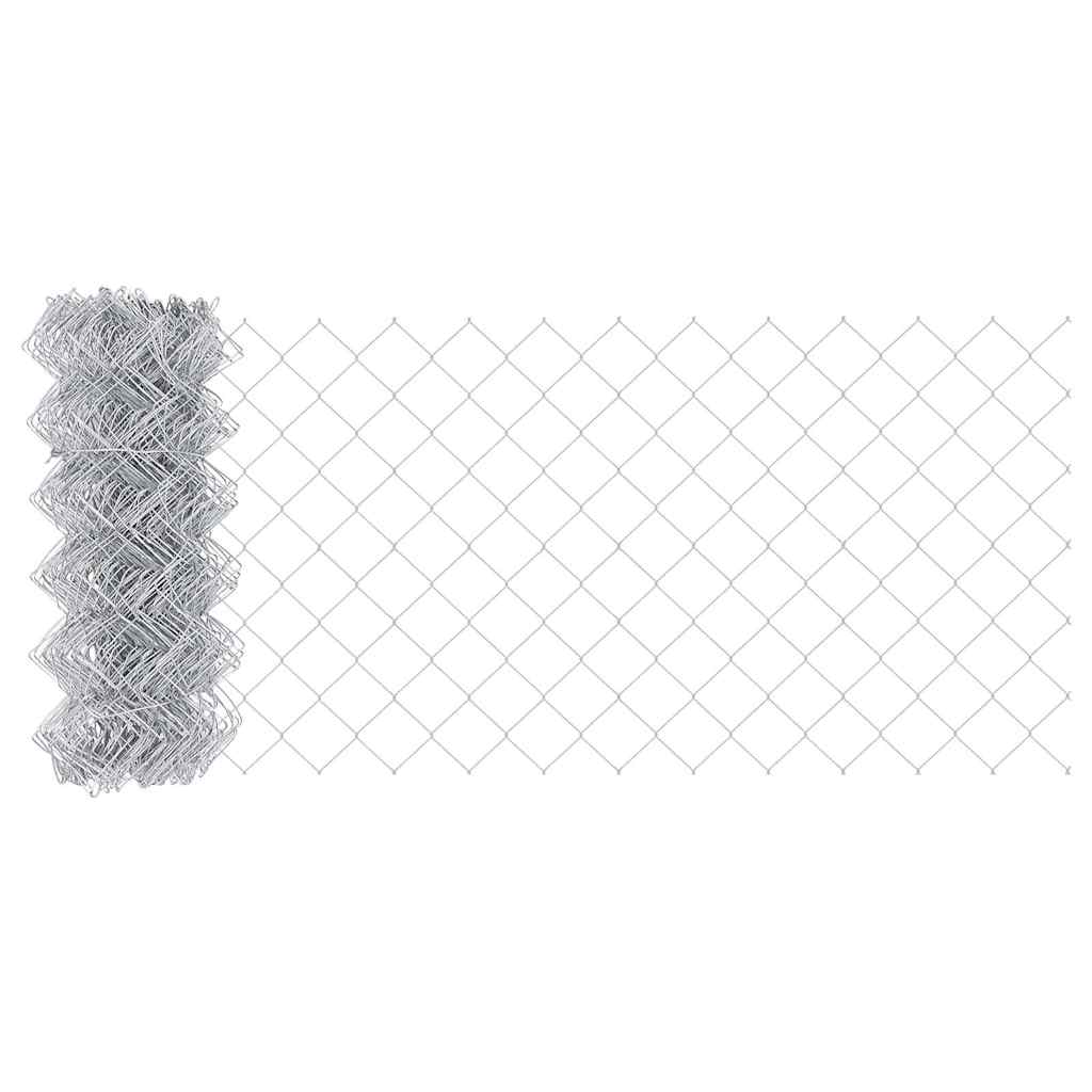 Fence with Post Silver 0.8 x 10 m Steel