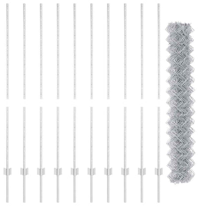 Fence with Post Silver 1.4 x 10 m Steel