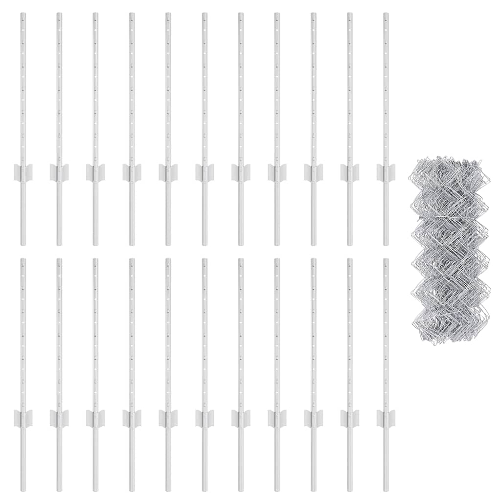Chain Link Fence with Post 25 x 0.6 m (W x H)