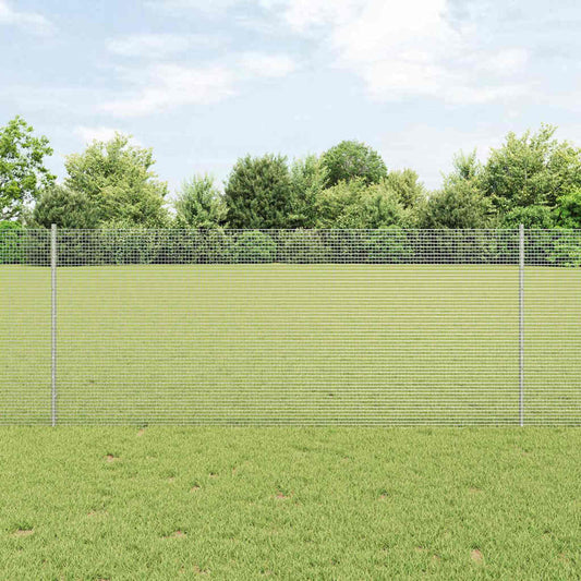 Welded Wire Fence with Posts 10 x 1 m Galvanised Steel Silver