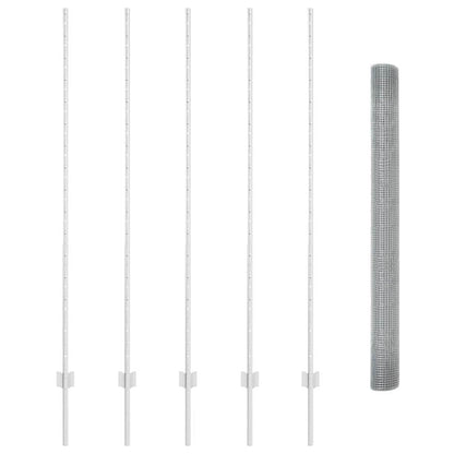 Fence with Post Silver 1.6 x 10 m Steel