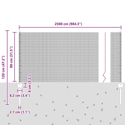 Welded Wire Fence with Post 25 x 0.8 m (W x H)