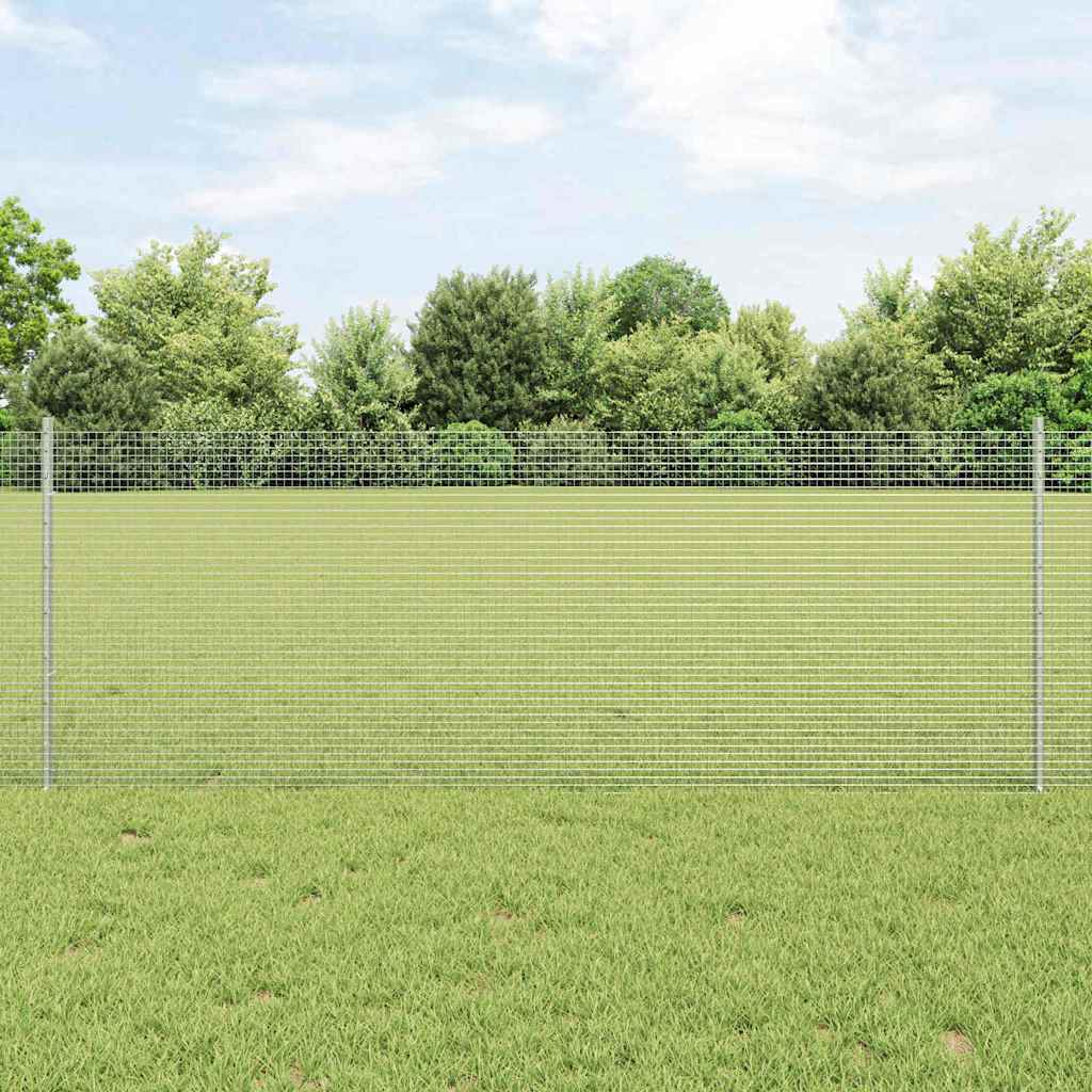 Fence with Post Silver 0.8 x 25 m Steel