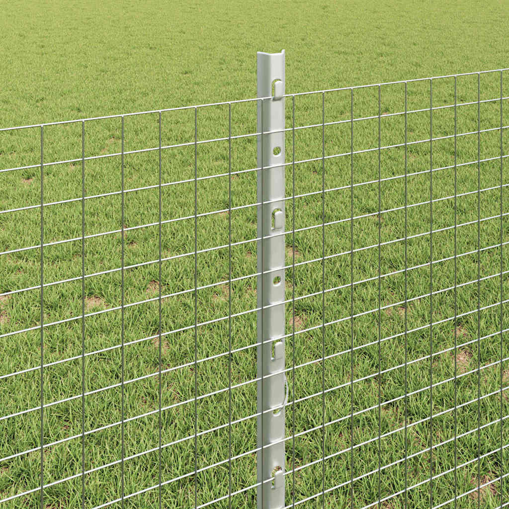 Fence with Post Silver 0.8 x 25 m Steel