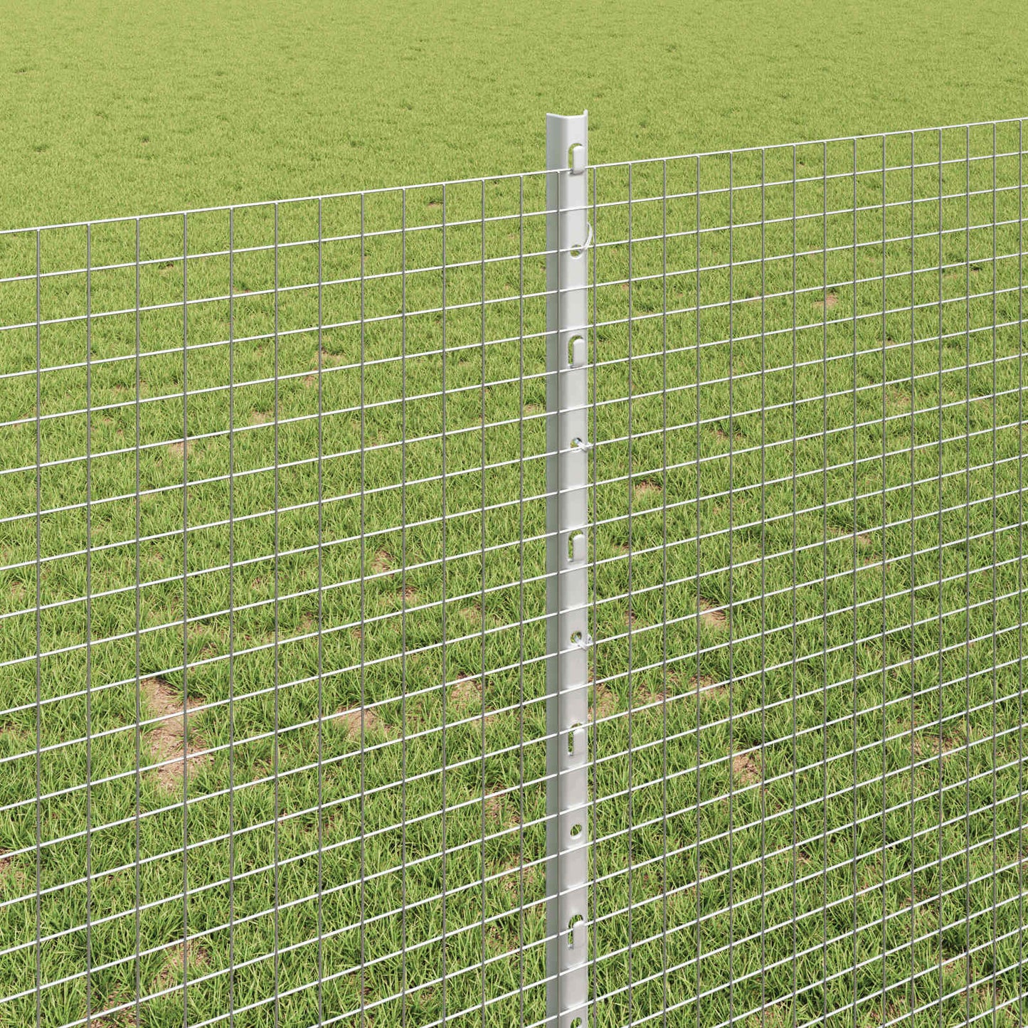 Fence with Post Silver 1 x 25 m Steel